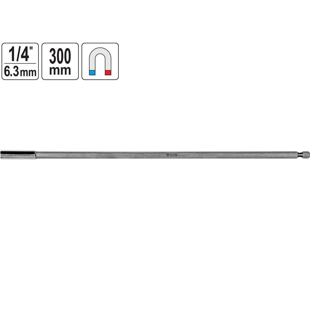 Dr. 1/4" skrūvgrieža uzgaļu turētājs ar magnētu, 300 mm