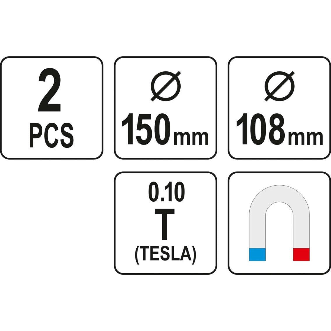 Magnētisko paplāšu komplekts (2 gab.) Ø108/150mm