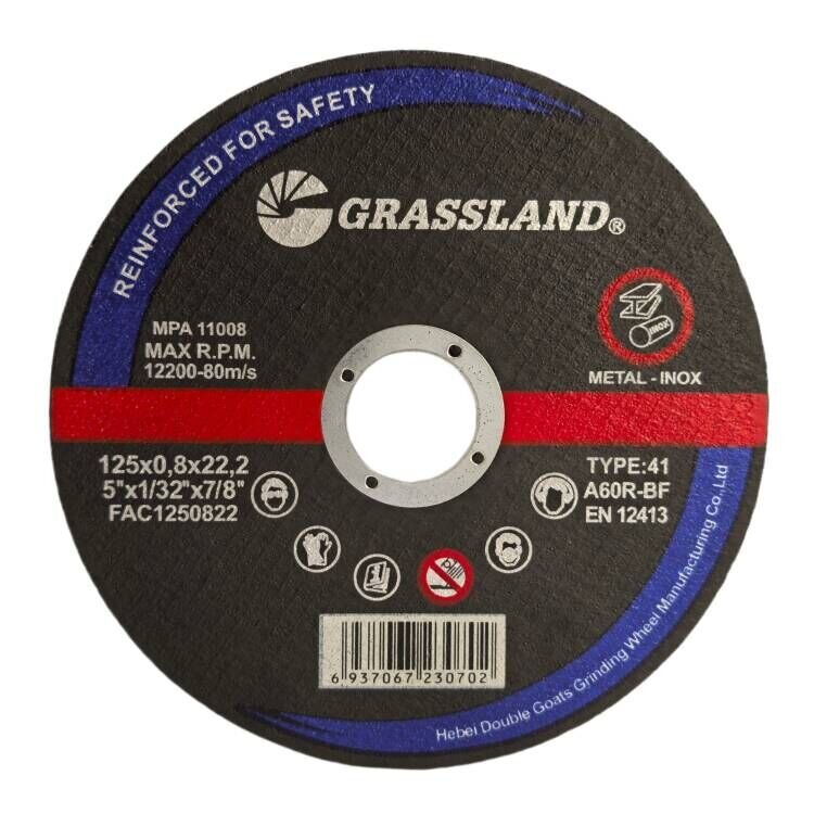 Griešanas disks. Plakans. Metālam un tēraudam 125x0,8x22,2, 41. tips