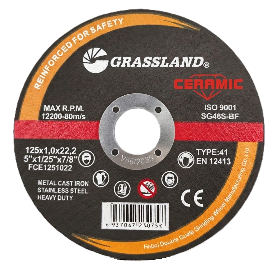 Griešanas disks. Plakans. Nerūsējošais tērauds / keramika 125x1,0x22,2, 41. tips