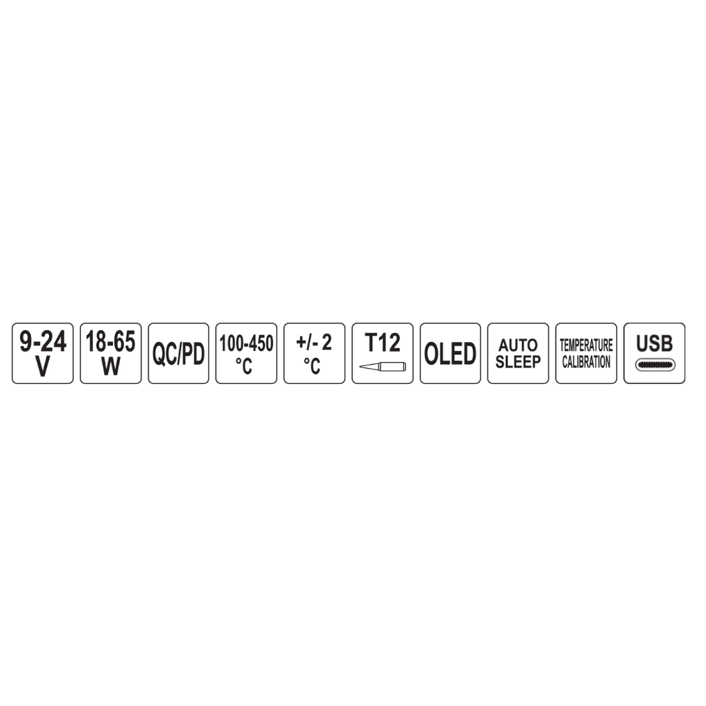 Pārnēsājams lodēšanas dzelzs T12 OLED USB-C 65 W