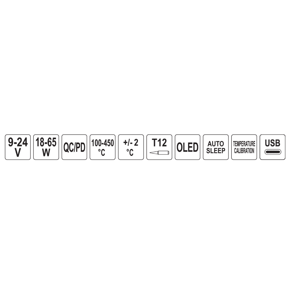 Pārnēsājams lodēšanas dzelzs T12 OLED USB-C 65 W