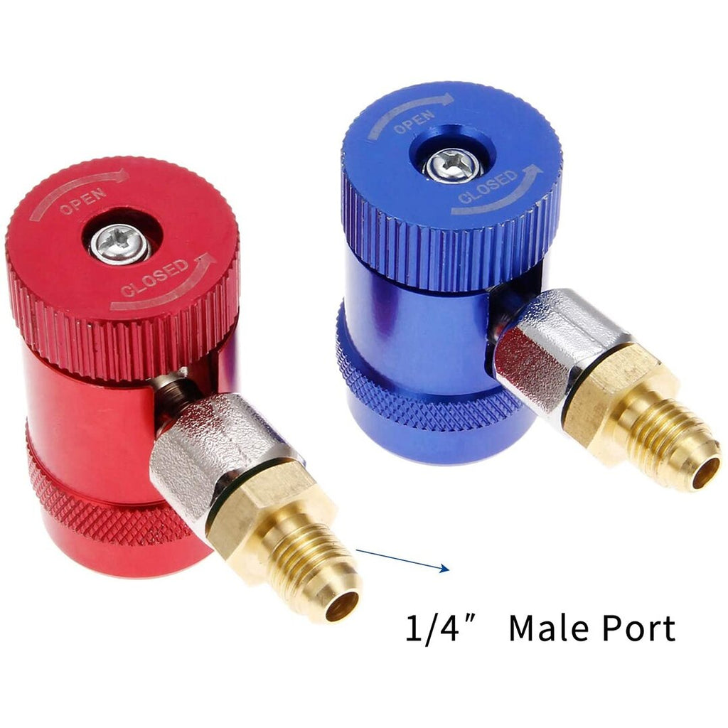 Maiņstrāvas R1234yf ātrais savienotājs 1/4'' SAE tēviņa ports augsts/zems 2 gab.