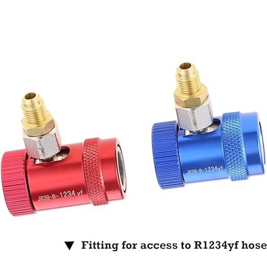 Maiņstrāvas R1234yf ātrais savienotājs 1/4'' SAE tēviņa ports augsts/zems 2 gab.
