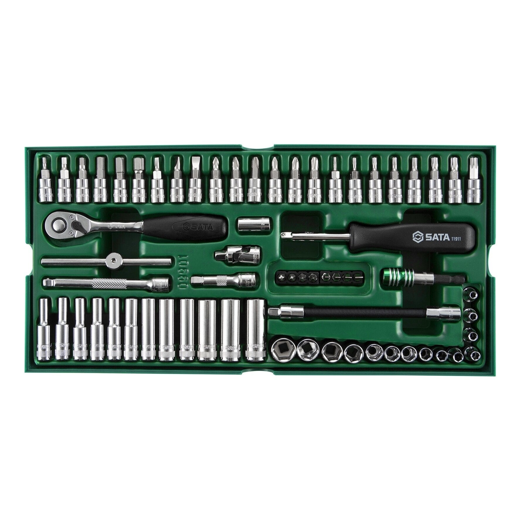 Paplāte. Uzgaļu komplekts. 1/4" caurule. 66 gab.