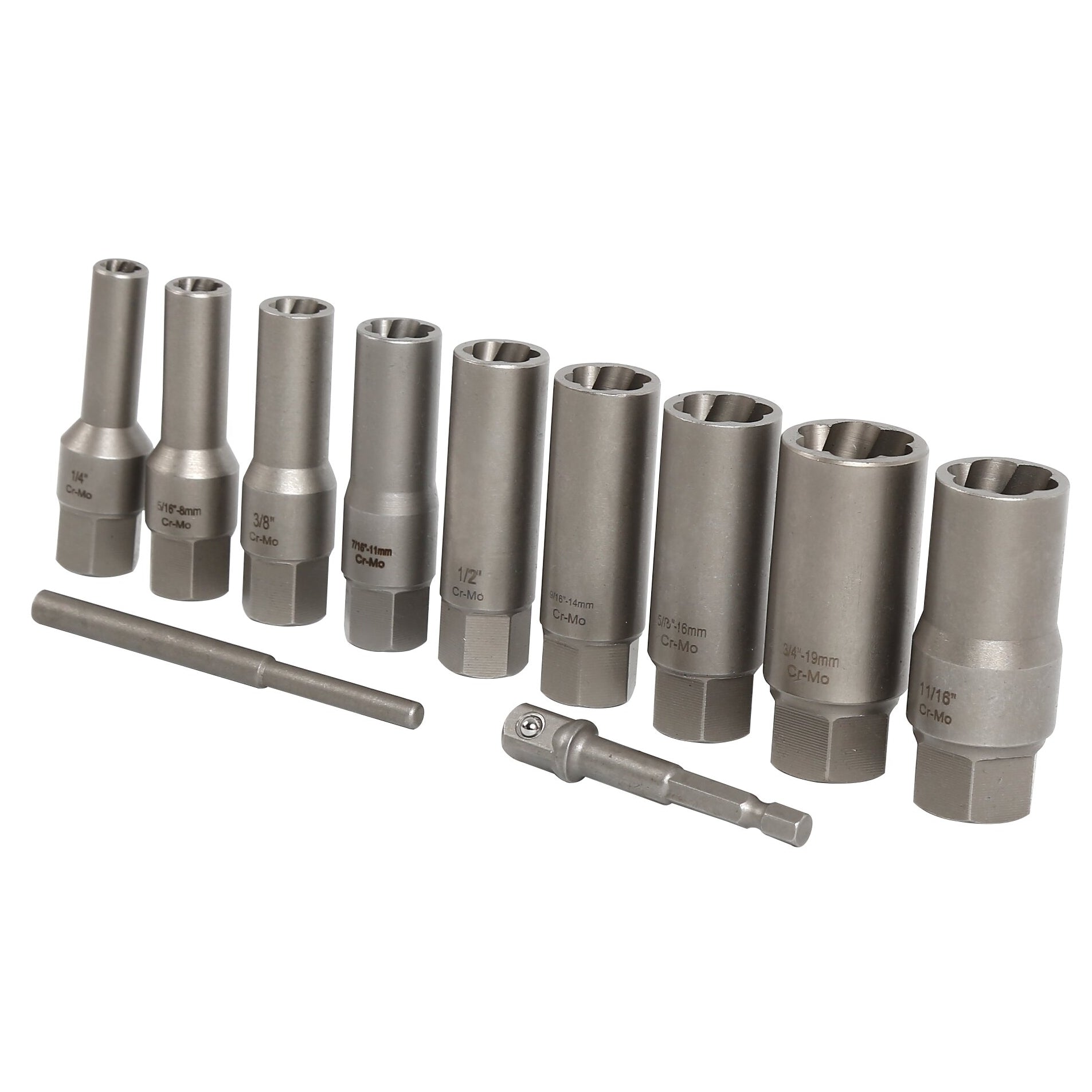 Skrūvju izvilkšanas uzgaļu komplekts 11 gab. (6-19 mm) 3/8'' Dr.