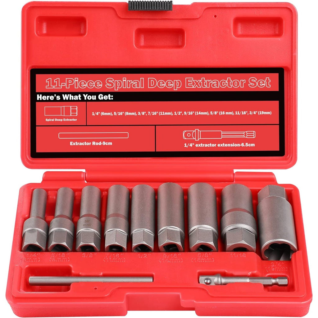 Skrūvju izvilkšanas uzgaļu komplekts 11 gab. (6-19 mm) 3/8'' Dr.