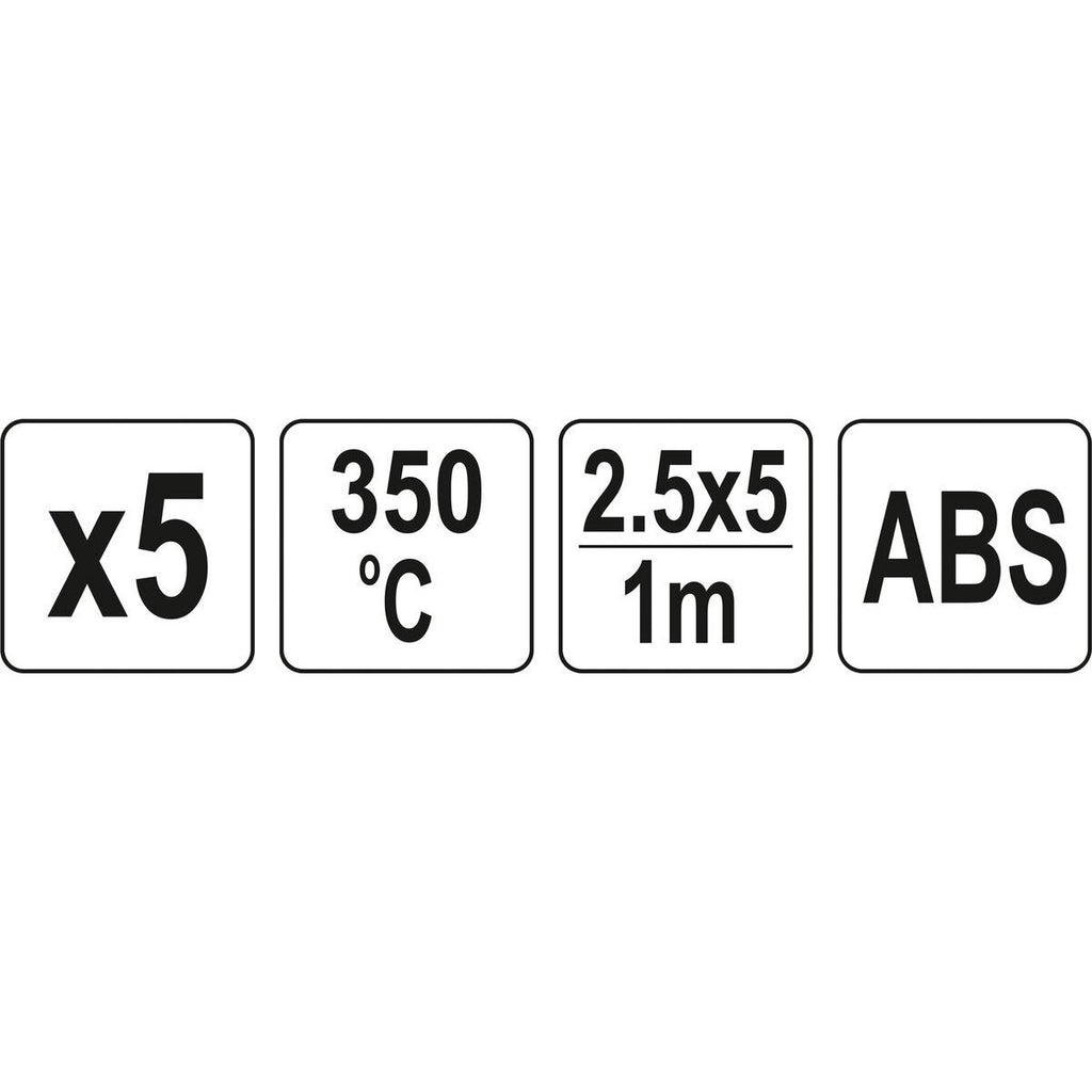 Metināšanas plastmasas stieņu komplekts (5 gab.) (ABS terpolimērs) 2,5x5 mm 5x1 m