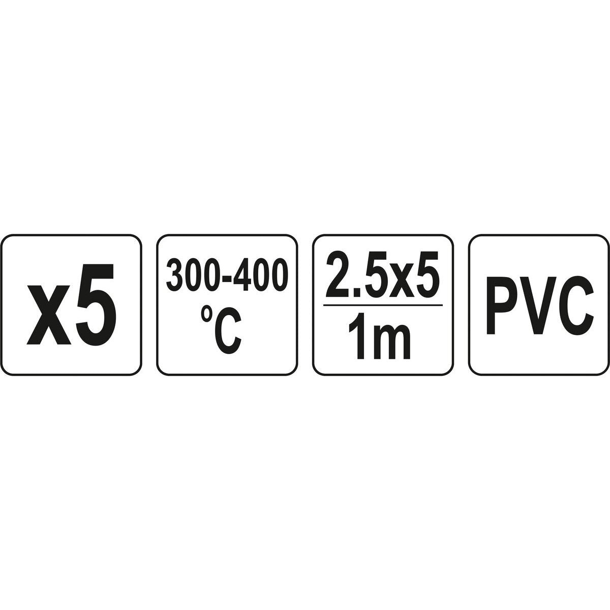 Metināšanas plastmasas stieņu komplekts (5 gab.) (PVC polivinilhlorīds) 2,5x5mm 5x1m