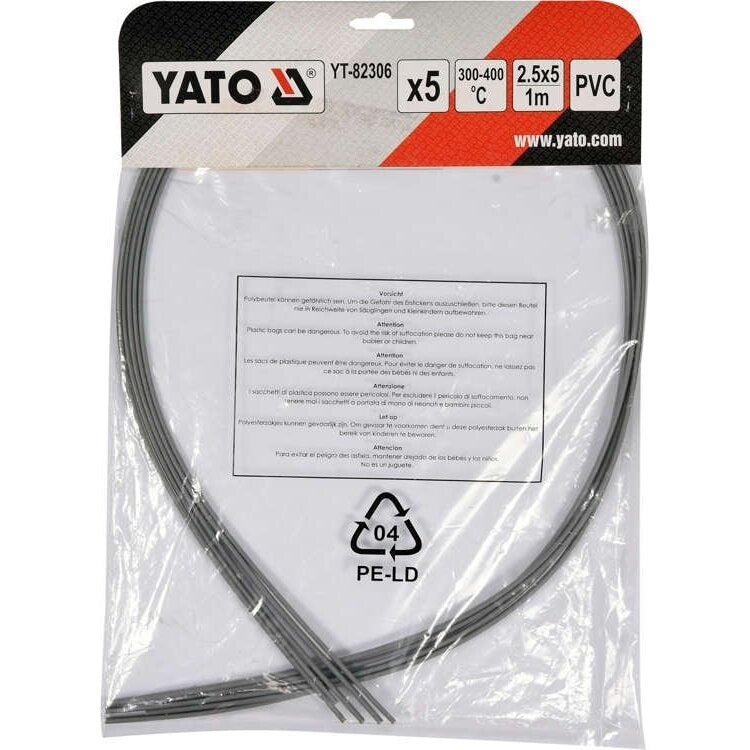 Metināšanas plastmasas stieņu komplekts (5 gab.) (PVC polivinilhlorīds) 2,5x5mm 5x1m