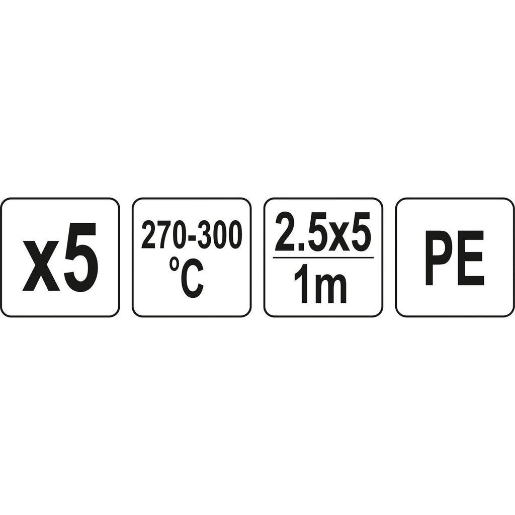 Metināšanas plastmasas stieņu komplekts (5 gab.) (PU polietilēns) 2,5x5 mm 5x1 m