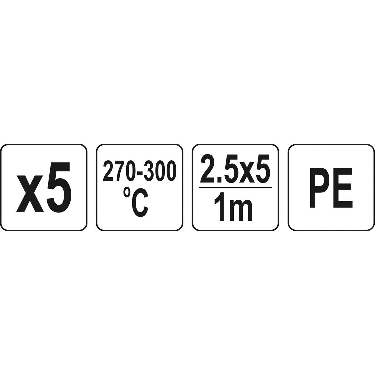 Metināšanas plastmasas stieņu komplekts (5 gab.) (PU polietilēns) 2,5x5 mm 5x1 m