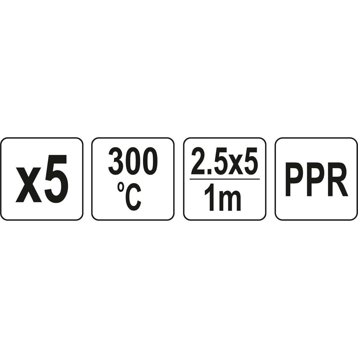 Metināšanas plastmasas stieņu komplekts (5 gab.) (PPR polipropilēns) 2,5x5mm 5x1m