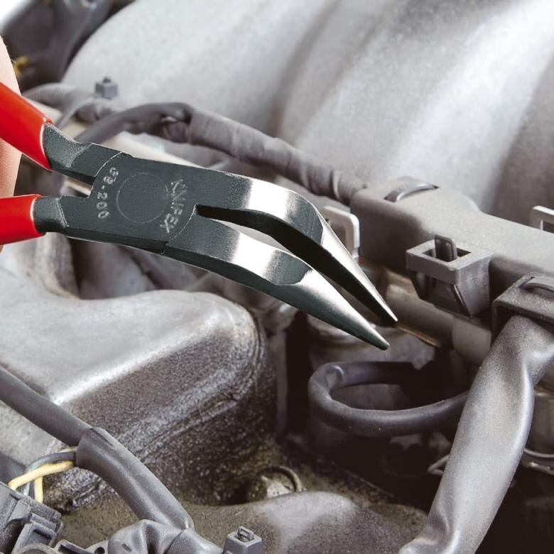 Knipex knaibles ar izliektu galu, 200 mm