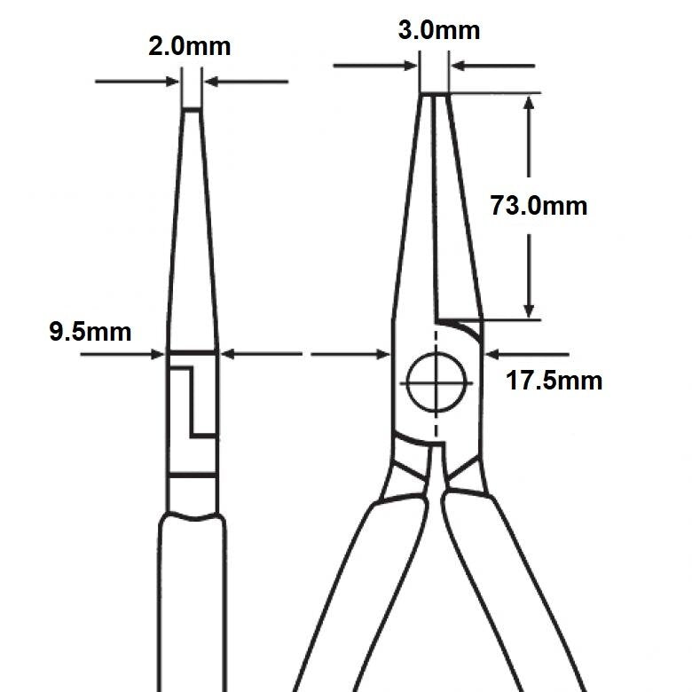 Knipex knaibles ar izliektu galu, 200 mm