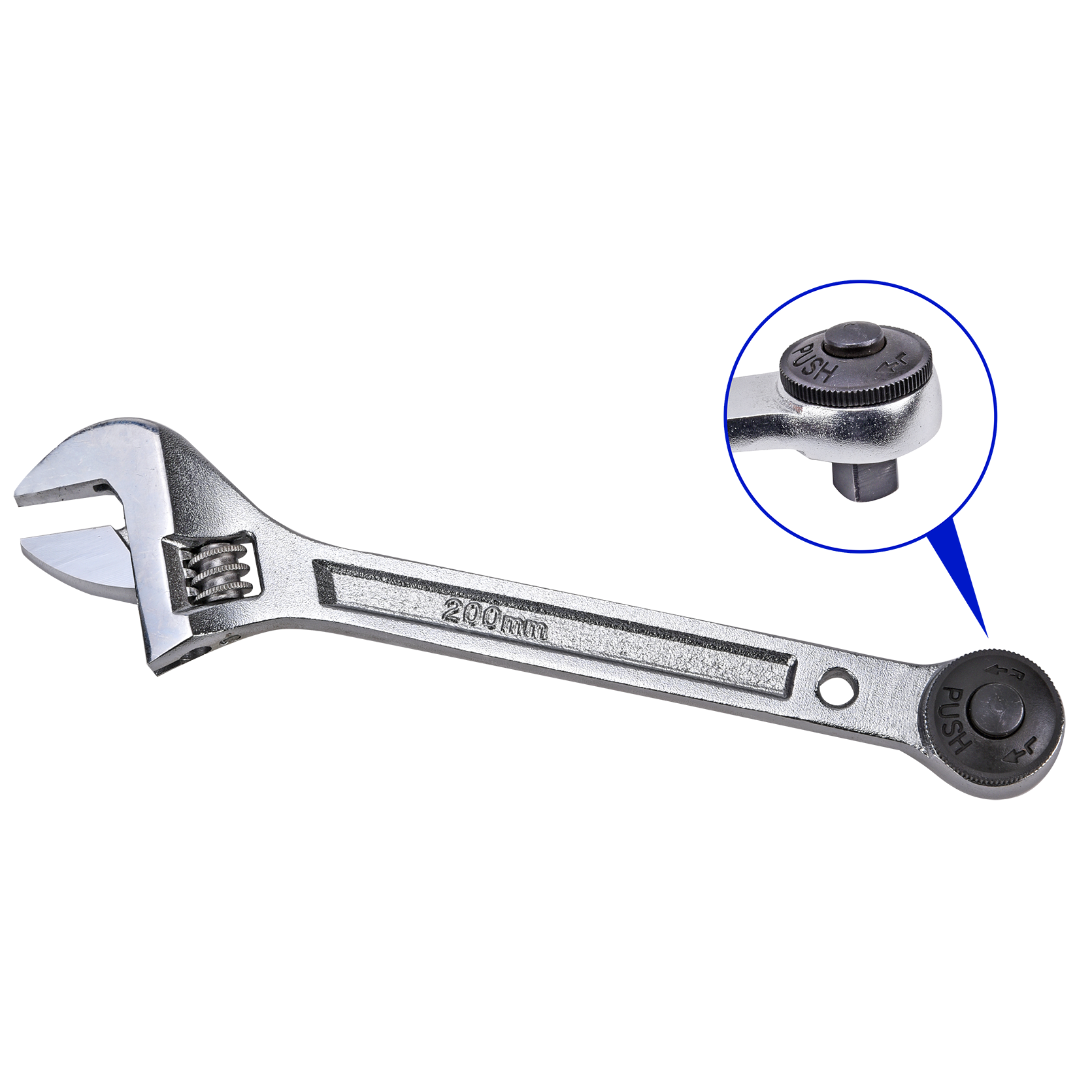 Regulējama uzgriežņu atslēga, caurejoša muciņa 3/8'' 200mm