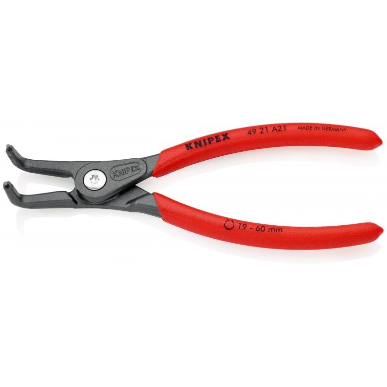 Precīzas sprostgredzenu knaibles. Ārējās. Liektas 165 mm (Ø19-60 mm) KNIPEX