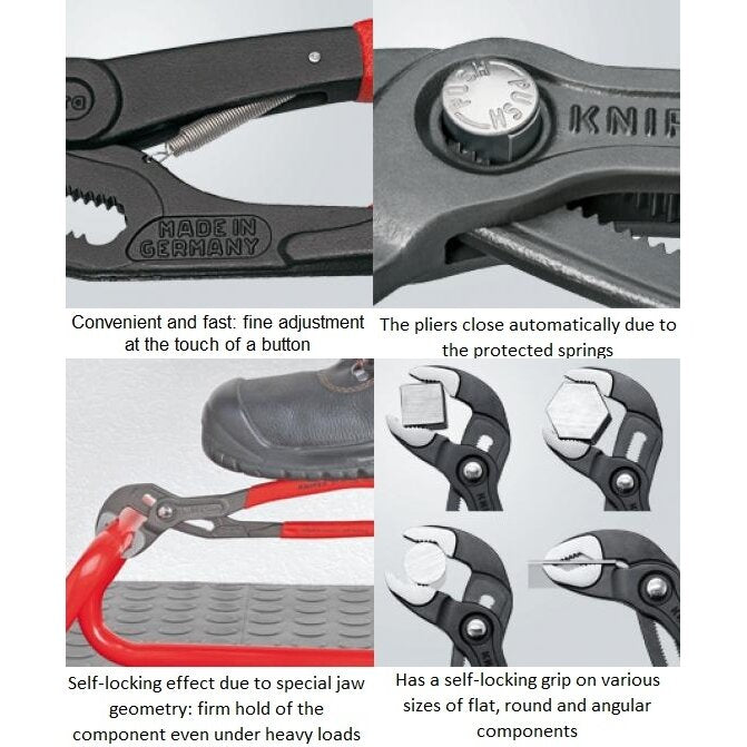 Ūdenssūkņa knaibles KNIPEX Cobra ar fiksatoru un atsperi 250mm