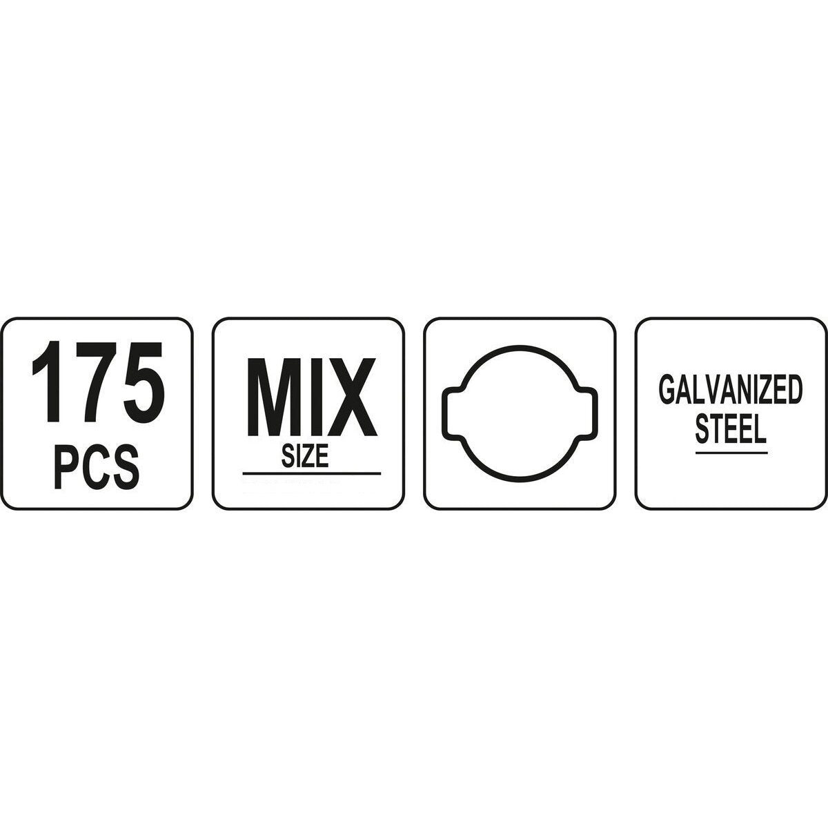 Šļūteņu skavu komplekts (175 gab.) (5-27 mm)