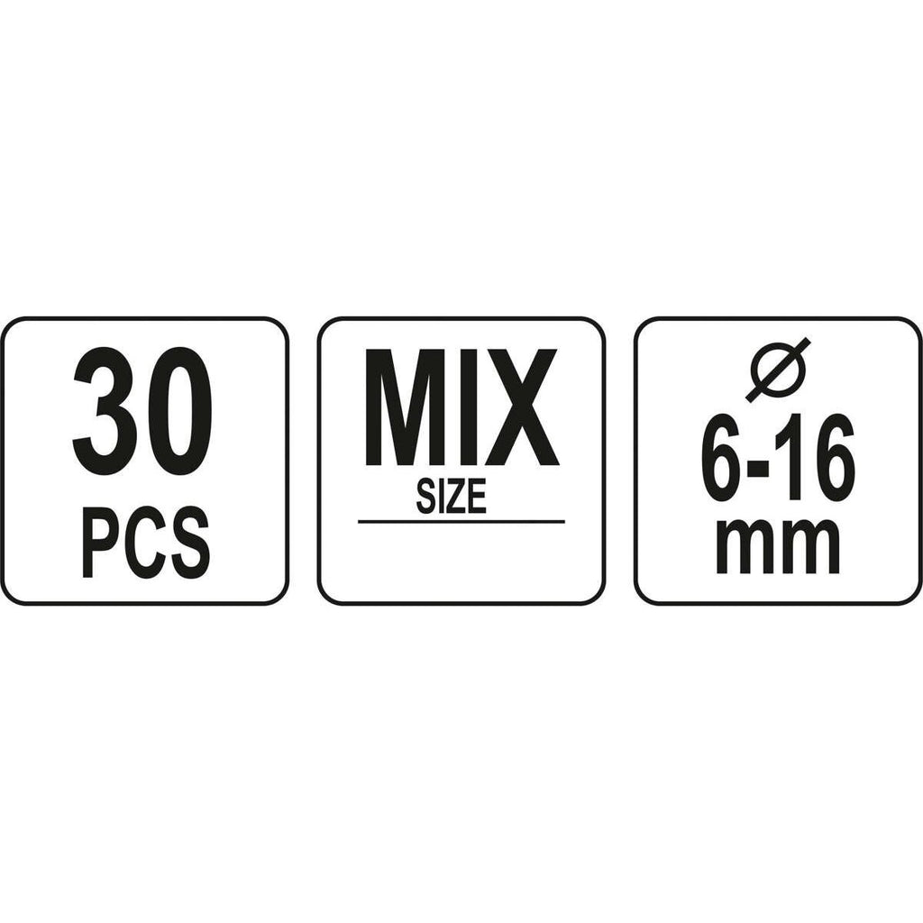 Savītu kabeļu skavu komplekts (30 gab.) (6-16 mm)