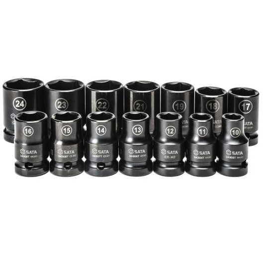1/2" triecienuzmavu komplekts, plānsienu, 14 gab. (10-24 mm)