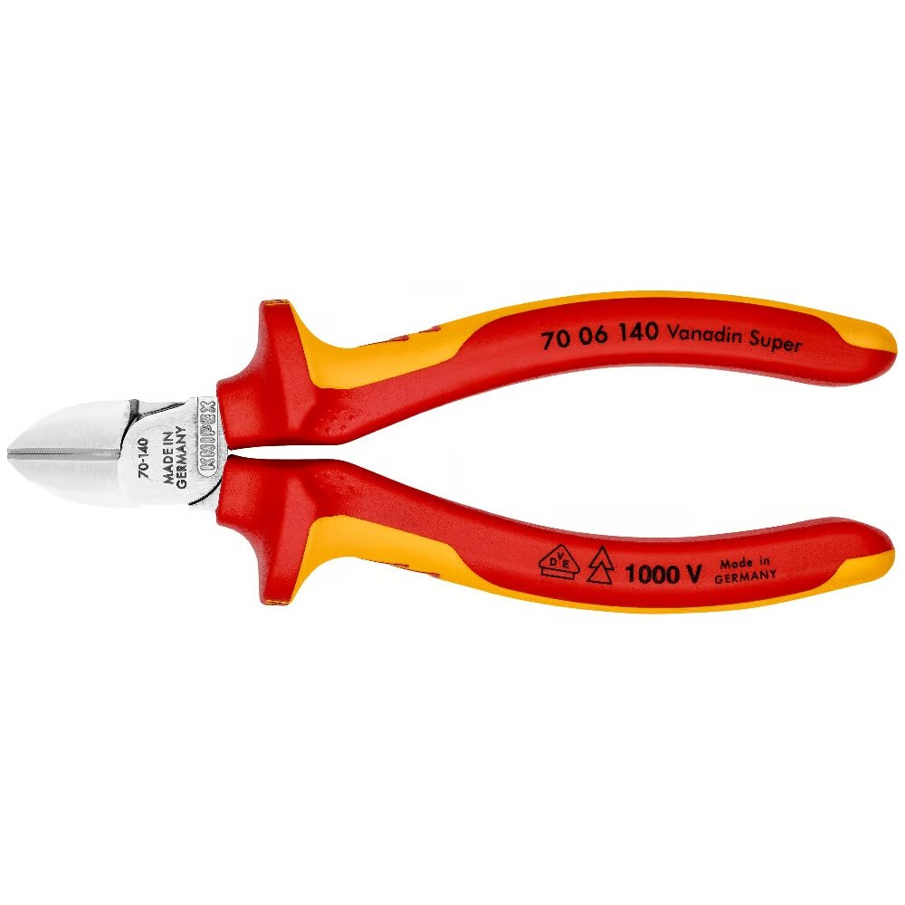 Industriālās izolētās diagonālās griešanas knaibles 140 mm (1000 V) KNIPEX