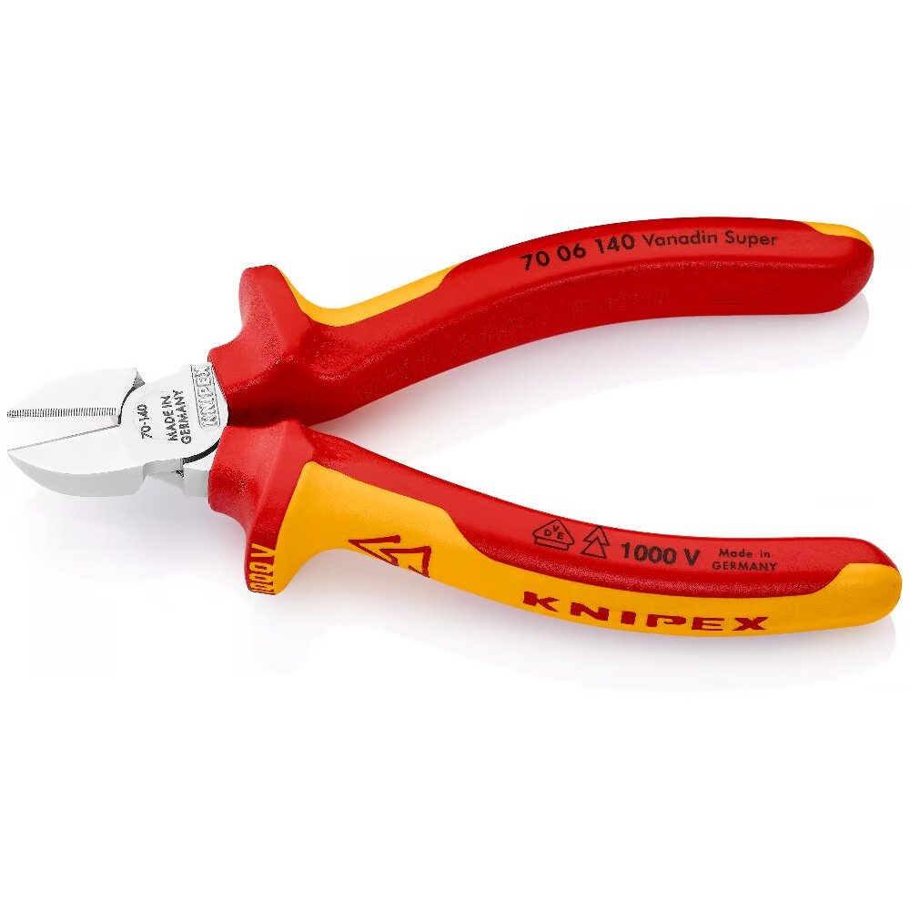 Industriālās izolētās diagonālās griešanas knaibles 140 mm (1000 V) KNIPEX
