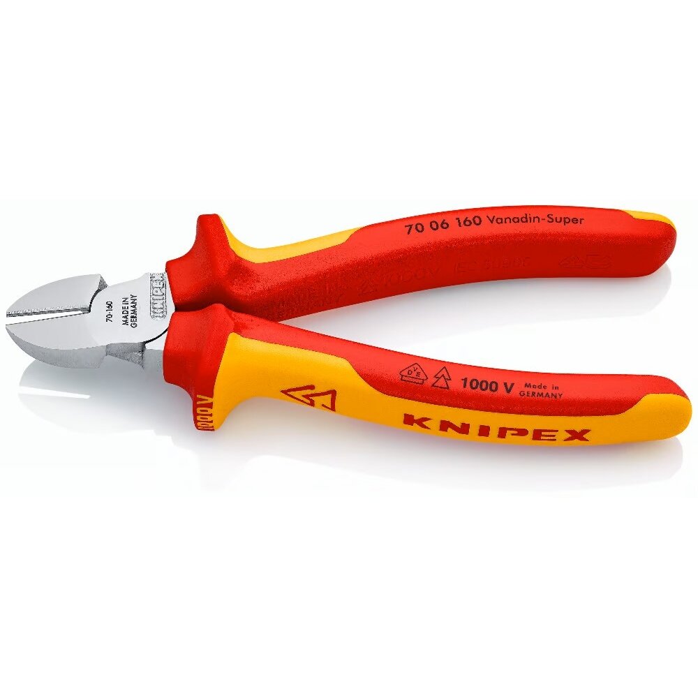 Industriālās izolētās diagonālās griešanas knaibles 160 mm (1000 V) KNIPEX