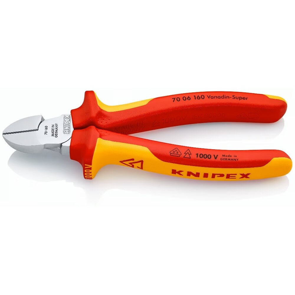 Industriālās izolētās diagonālās griešanas knaibles 160 mm (1000 V) KNIPEX