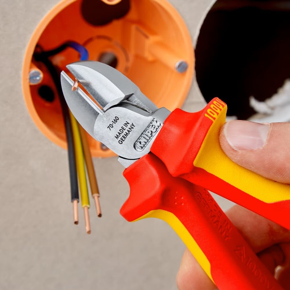 Industriālās izolētās diagonālās griešanas knaibles 160 mm (1000 V) KNIPEX