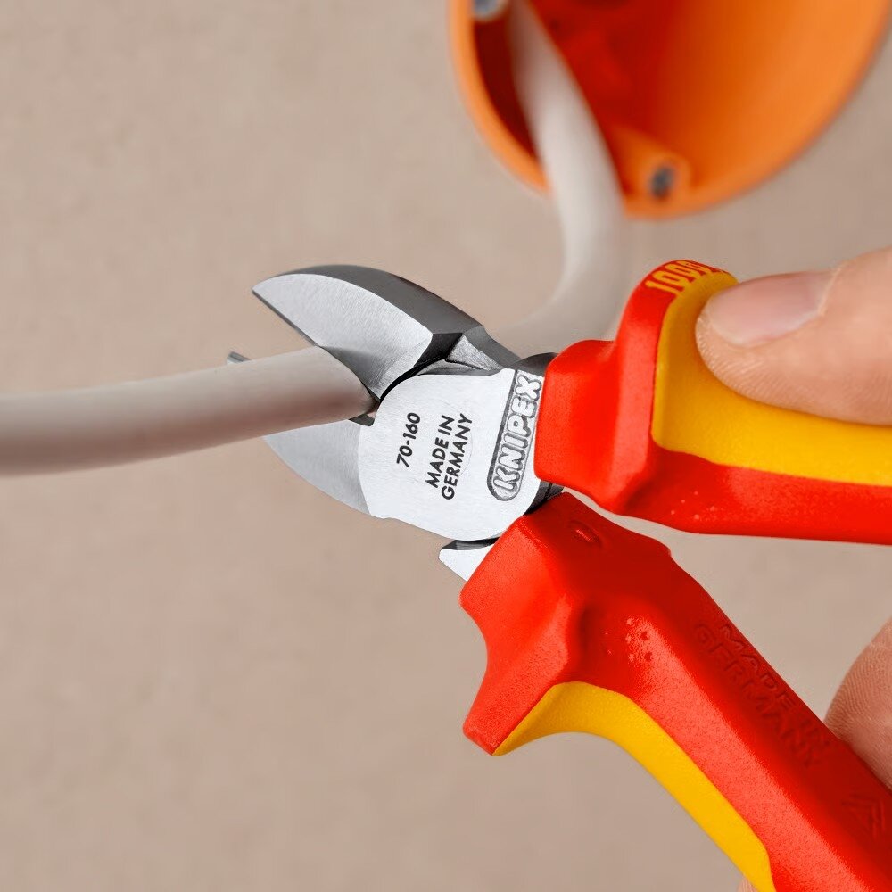 Industriālās izolētās diagonālās griešanas knaibles 160 mm (1000 V) KNIPEX