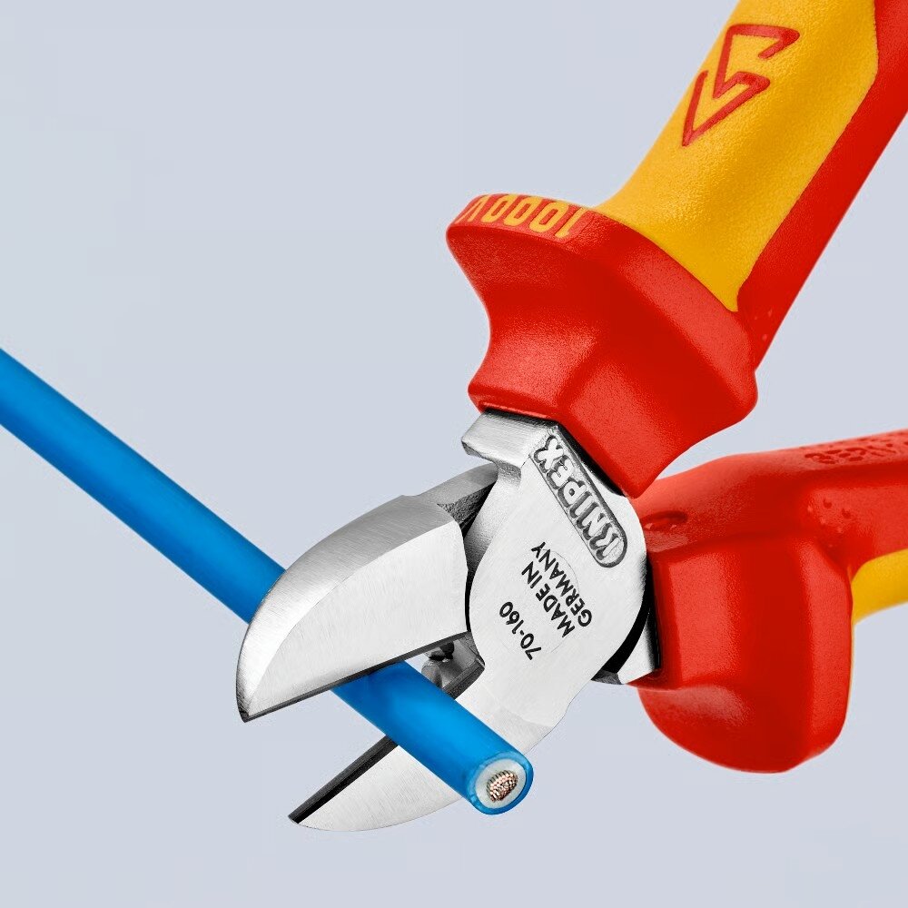 Industriālās izolētās diagonālās griešanas knaibles 160 mm (1000 V) KNIPEX