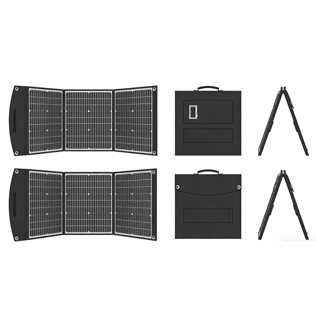Salokāms saules panelis 200W ar XT60 4in1 portu kabeli