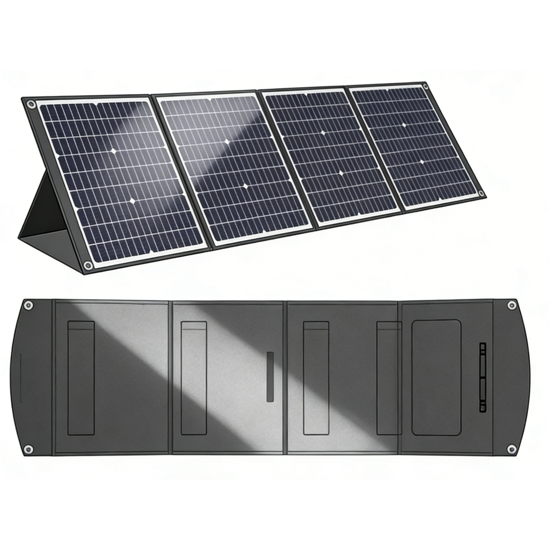 Salokāms saules panelis 200W ar XT60 4in1 portu kabeli