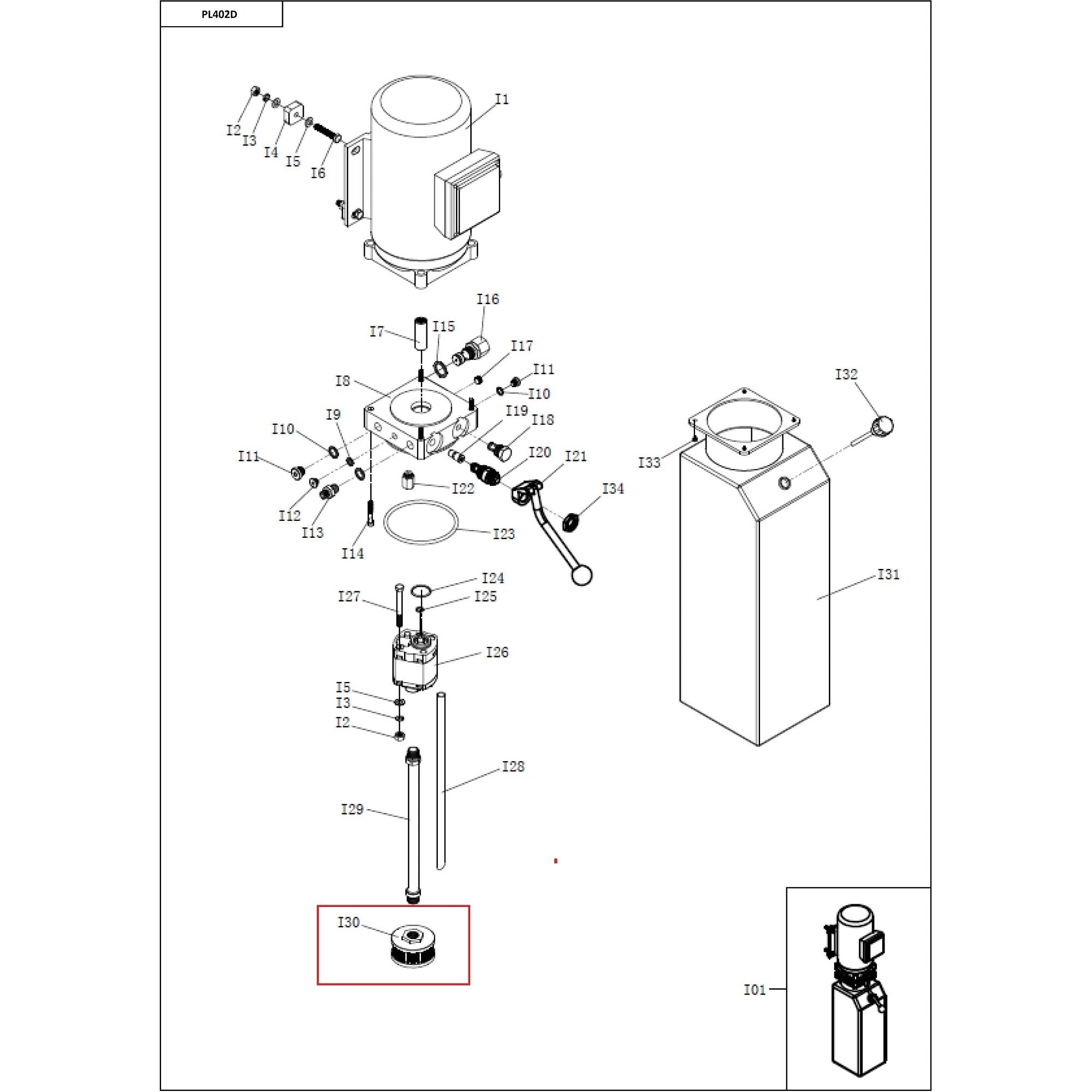 Eļļas filtrs hidrauliskā pacēlāja spēka agregātam, I30