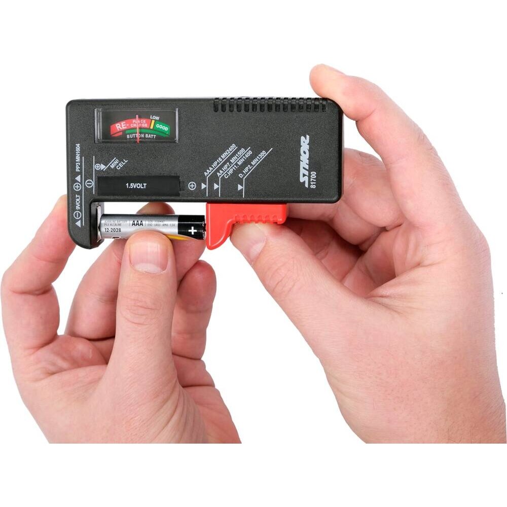 Akumulatora testeris 1,5 V un 9 V