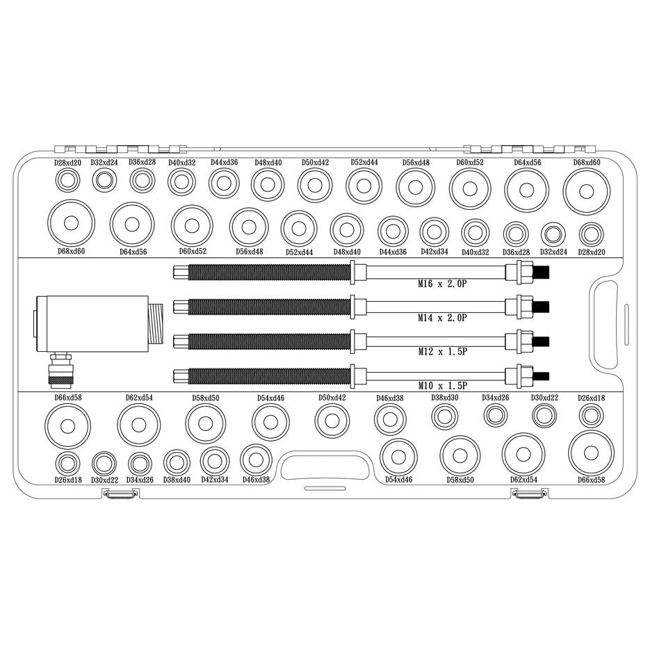 Universāls presēšanas instrumentu komplekts ar hidraulisko cilindru