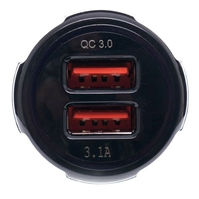 USB automašīnas lādētājs ar ātrās uzlādes portu 12V/24V, USB/3.1A + USB/QC3.0