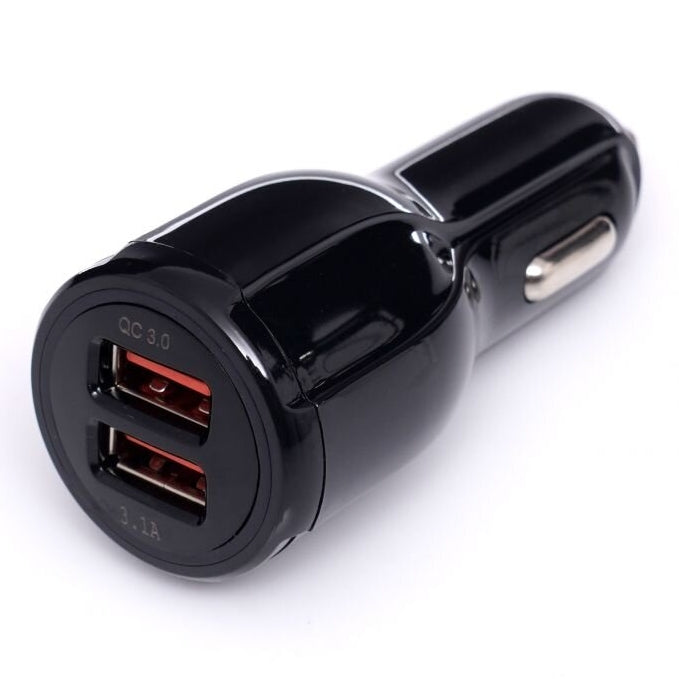 USB automašīnas lādētājs ar ātrās uzlādes portu 12V/24V, USB/3.1A + USB/QC3.0