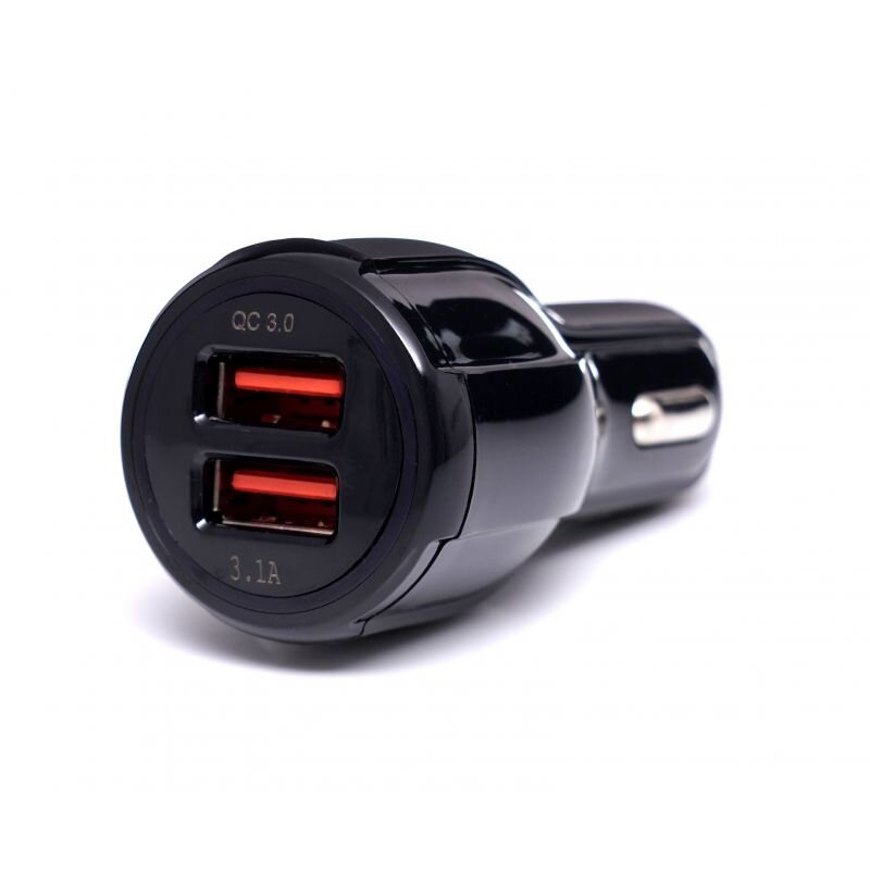 USB automašīnas lādētājs ar ātrās uzlādes portu 12V/24V, USB/3.1A + USB/QC3.0