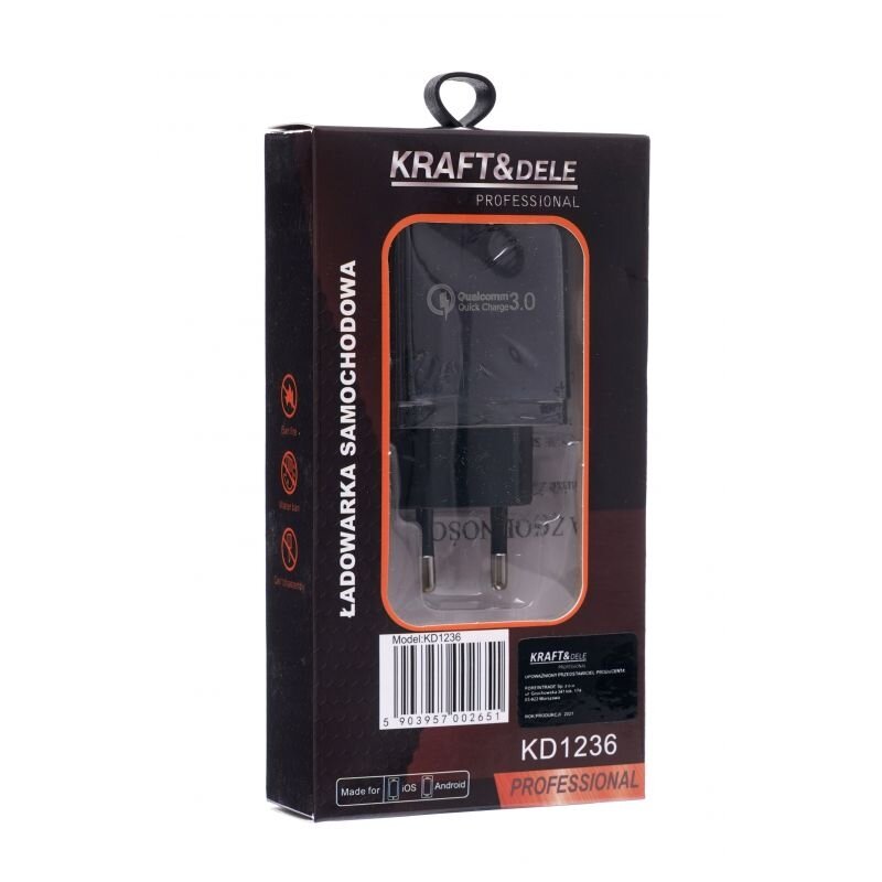USB lādētājs ar ātrās uzlādes portu 220V, 2xUSB/2.1A +1USB/QC3.0