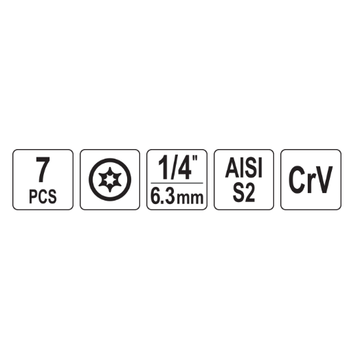 Izvilcēju komplekts 7 gab. (plāns) 1/4" TORX
