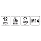 Auto detaļu tīrīšanas/pulēšanas uzgaļi 150 mm, M14 komplekts 12 gab.