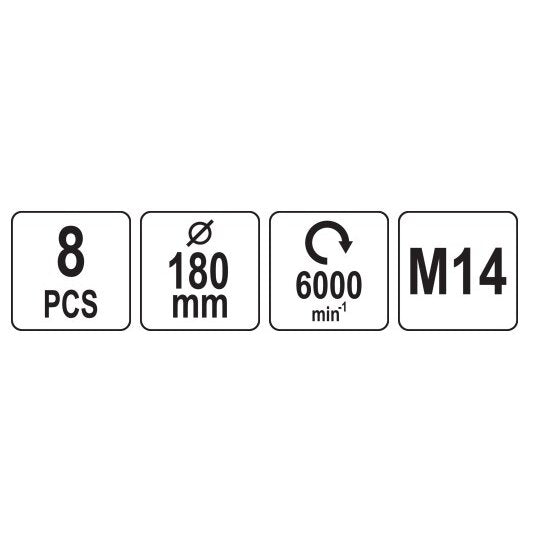 Auto detaļu tīrīšanas/pulēšanas uzgaļu komplekts 180 mm, M14, 8 gab.