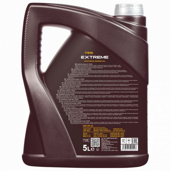 MANNOL sintētiskā motoreļļa EXTREME 5W-40 5l