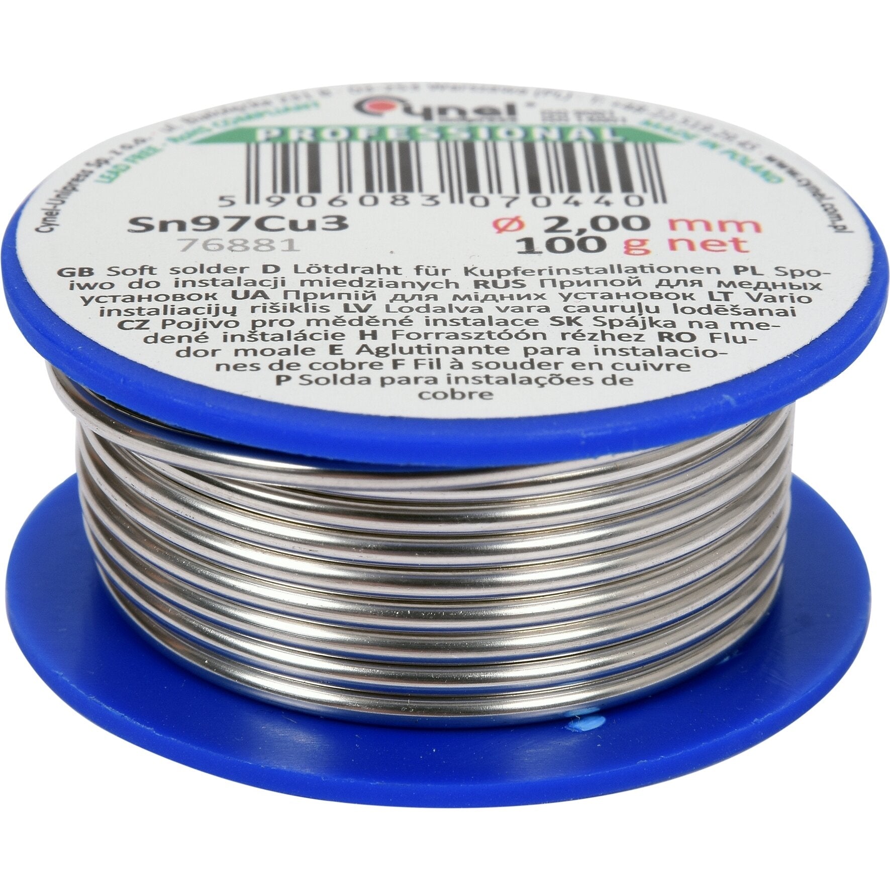 Mīkstlodēšanas stieple varam 2,0 mm (Sn97Cu3)