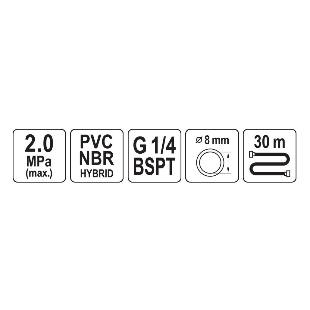Hibrīda gaisa šļūtene ar ārējo vītni 1/4" (8x14mm) 30m