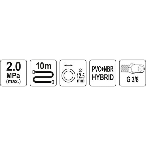 Hibrīda gaisa šļūtene ar ārējo vītni 3/8" (Ø12,5x17mm) 10m
